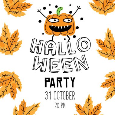 Cadılar Bayramı partisi. Kare boyutunda poster veya afiş.