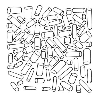 Siyah ve beyaz silindir şekillerinin basit bir deseni.