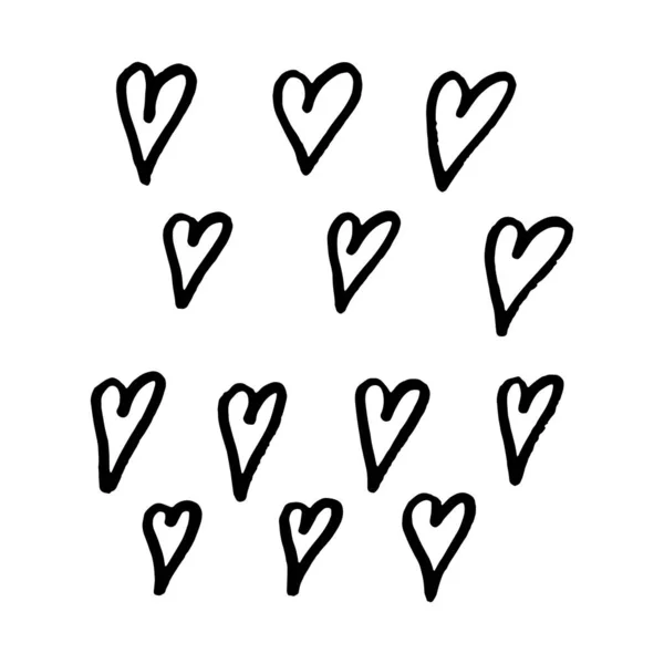 Набор Сердец Простым Рисунком — стоковый вектор