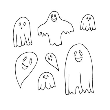 Yatak çarşaflarında el çizimi hayaletler..