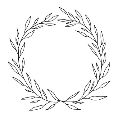 Yaprak ve dallarla el yapımı çelenk çerçevesi.