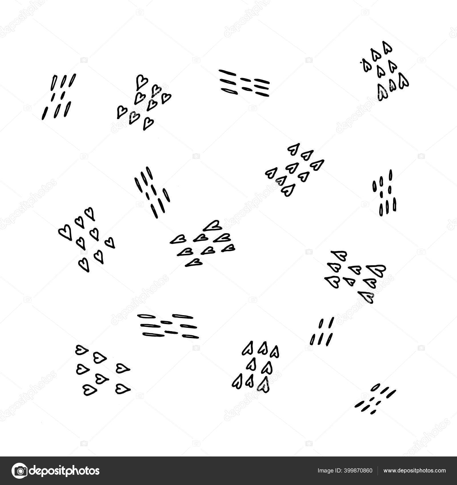 Hand Drawn Black White Pattern Hearts Valentine's Day Stock Vector by ...