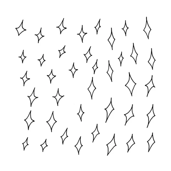 Hand Drawn Black White Star Pattern — Stock Vector