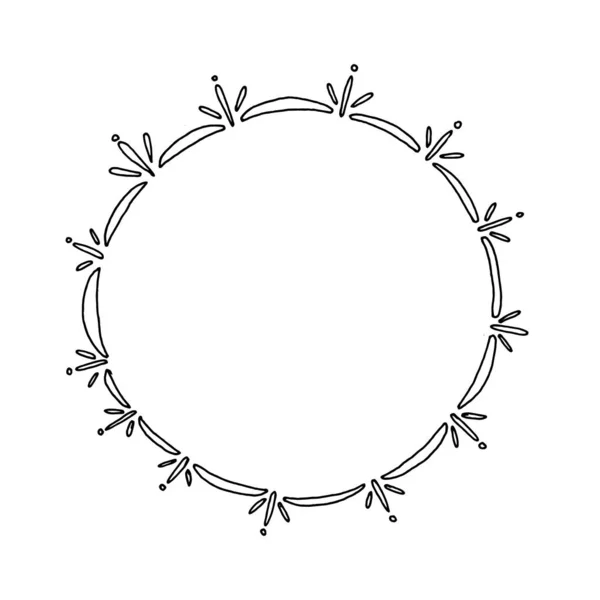 Schets Met Hand Getekend Rond Frame Met Patronen — Stockvector