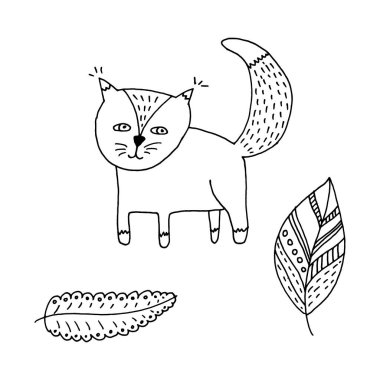 Boyama kitabı için çizimler. Tilki ve gidiş şekilleri.