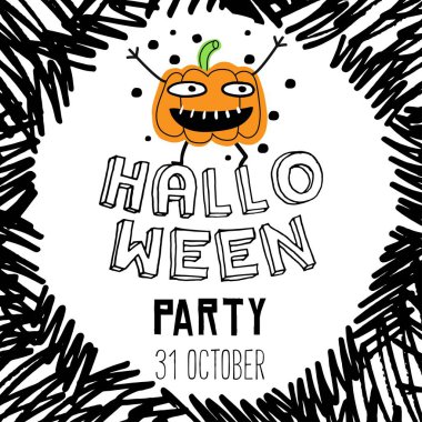 Kare boyutunda, el çizimi karalama tarzı poster.