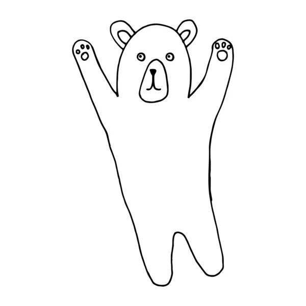 Coloring Book Hand Drawn Black White Bear — Stock Vector