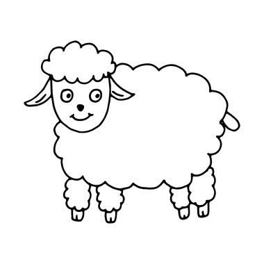 Çocuksu bir karalama tarzıyla çizilmiş basit bir kuzu resmi..