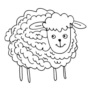 Çocuksu bir karalama tarzıyla çizilmiş basit bir kuzu resmi..