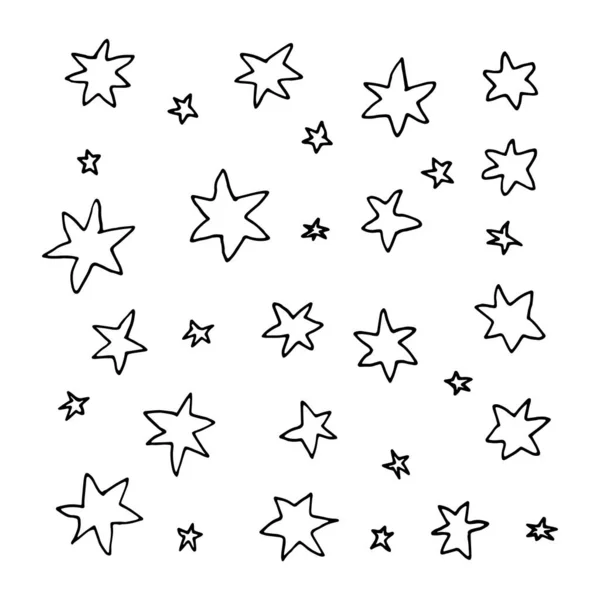 Conjunto Estrellas Dibujadas Mano Estilo Garabato — Archivo Imágenes Vectoriales