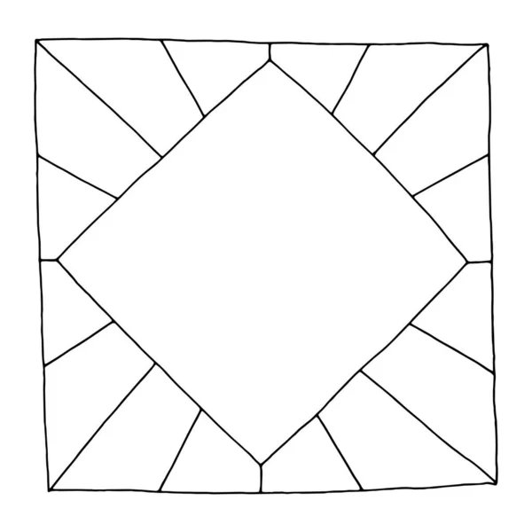 Hand Drawn Black White Square Frame — Stock Vector