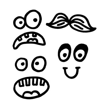 Elle çizilmiş duygular. Gözler ve gülümsemeler..