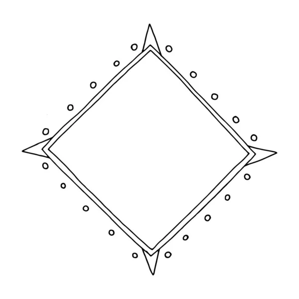 Handgetekend Zwart Wit Vierkant Frame — Stockvector