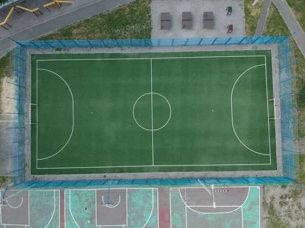 Luchtfoto Van Een Voetbalveld Drone Foto — Stockfoto