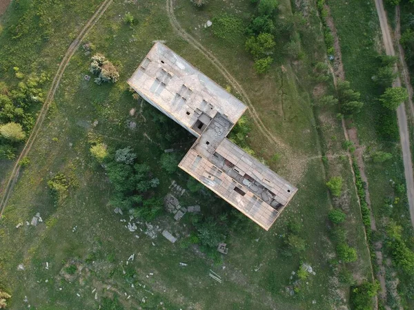 Abandoned Construction Site Residential Building Drone Photo — Stock Photo, Image