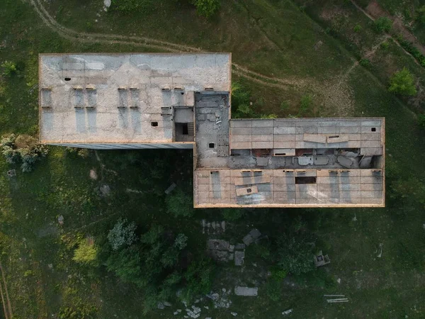 Abandoned Construction Site Residential Building Drone Photo — Stock Photo, Image