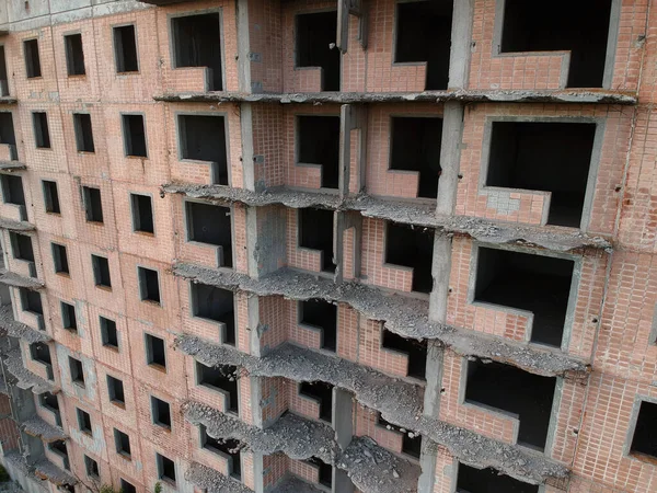 Lugar Construcción Abandonado Del Edificio Residencial Foto Del Dron — Foto de Stock