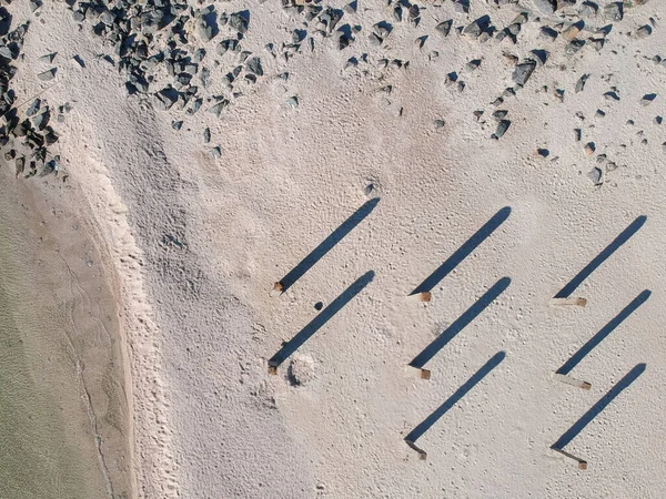 Vista Aérea Verão Praia Vazia Mar Azov Ucrânia Drone Foto — Fotografia de Stock