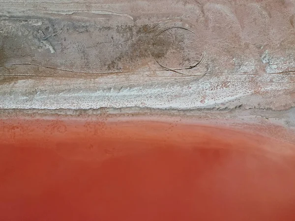 분홍색 호수를 공중에서 것이다 우크라이나 아조프 Drone Photo — 스톡 사진