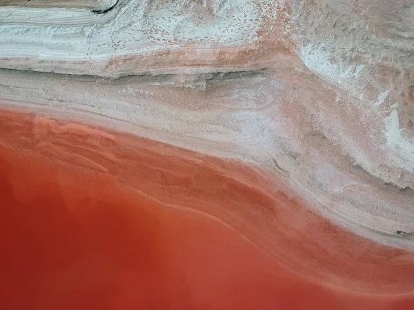 분홍색 호수를 공중에서 것이다 우크라이나 아조프 Drone Photo — 스톡 사진