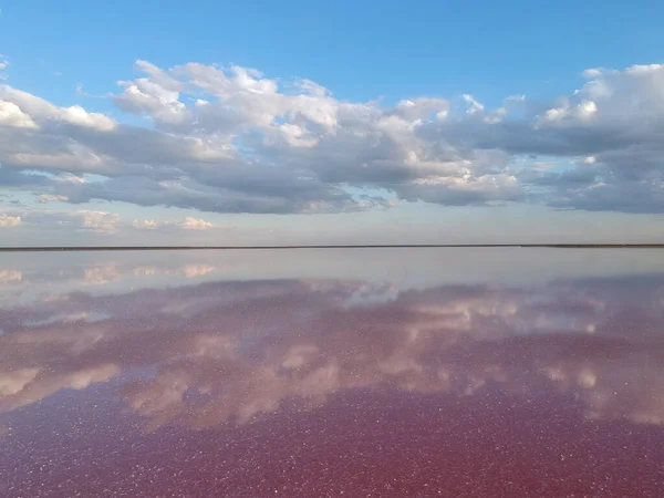 Вид Воздуха Розовое Соленое Озеро Азов Украина Фотография Дрона — стоковое фото