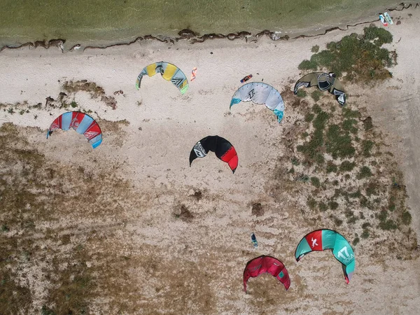 Ukraina Stepok Lipca 2020 Widok Lotu Ptaka Suszenie Plaży — Zdjęcie stockowe