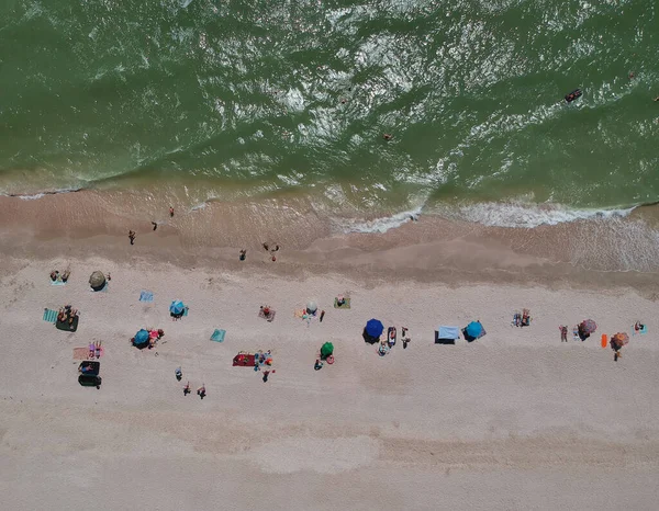 Luchtfoto Zomer Uitzicht Het Strand Van Azov Zee Oekraïne Drone — Stockfoto