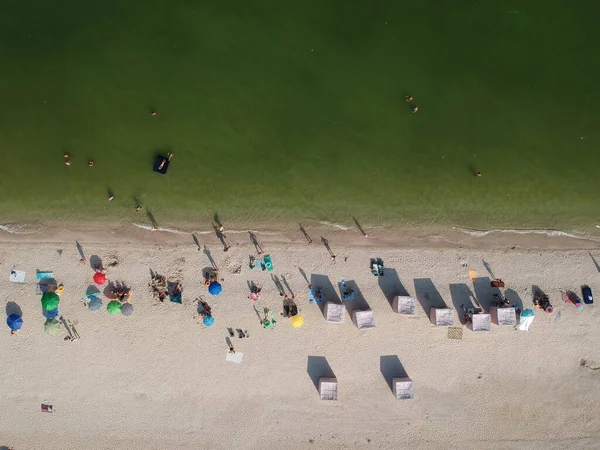 Vista Aerea Estiva Della Spiaggia Del Mar Azov Ucraina Drone — Foto Stock