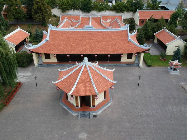 Truc Lam Temple Templo Budista Tradicional Kharkiv Ucrânia Vista Aérea — Fotografia de Stock