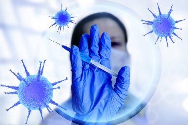 Bir aşı şırınga ile kavram doktor. Bacter karşı koruma