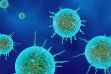 Resimde 3 boyutlu modelleme mikrop bakteri ve virüsler altında t
