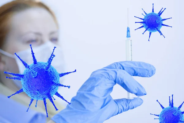 Begreppet Läkare Med Vaccin Spruta Skydd Mot Bacter — Stockfoto