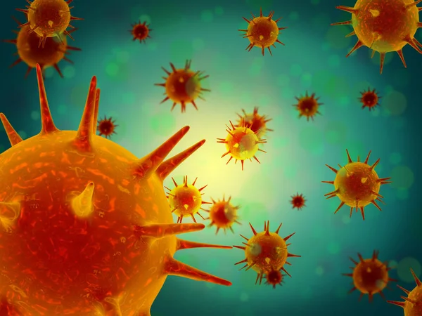 Virus Patogena Mikrober Och Bakterier Mikroskopet Bilden Influensa Celler Och Stockfoto