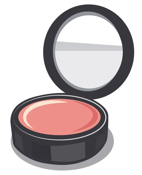 Ilustración Maquillaje Abierto Caja Soplo Polvo — Vector de stock
