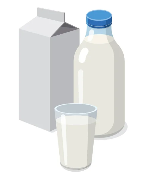 Illustration Set Bottle Glass Milk — Stock Vector