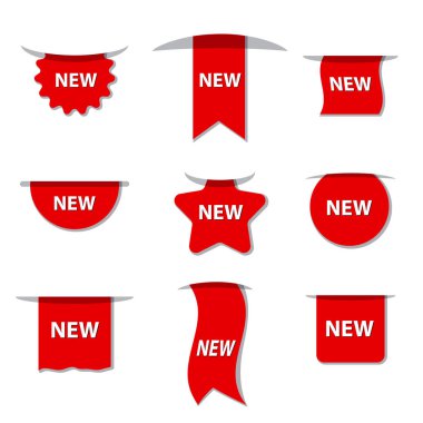 set reklam yeni ürün etiketleri ve rozetleri çizimi