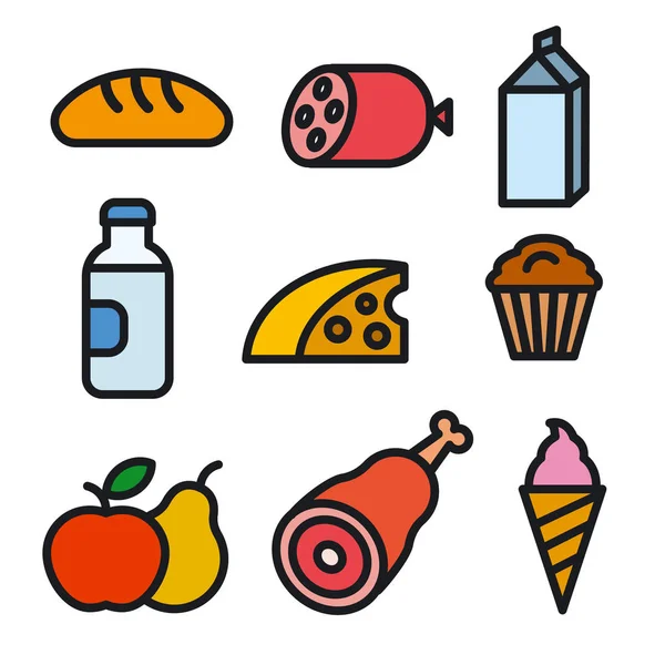 concept illustration of set food and grocery icons