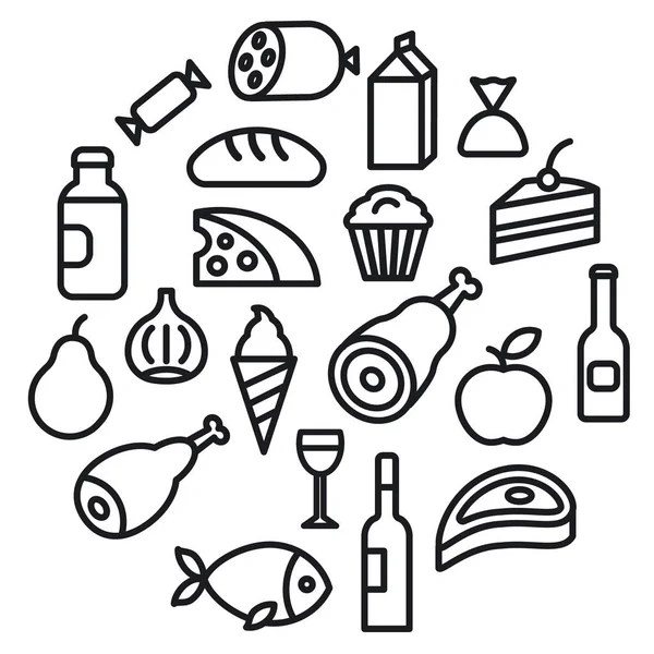 concept illustration of set food grocery icons