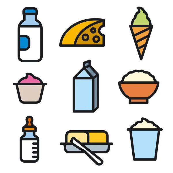 Süt Ürünleri Icon Set — Stok Vektör