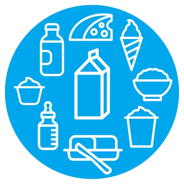 Konzept Illustration Von Milchprodukten Icon Set — Stockvektor