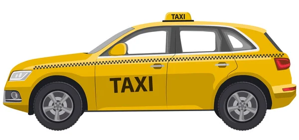 Illustration Des Gelben Taxiwagens Auto Fließheck — Stockvektor