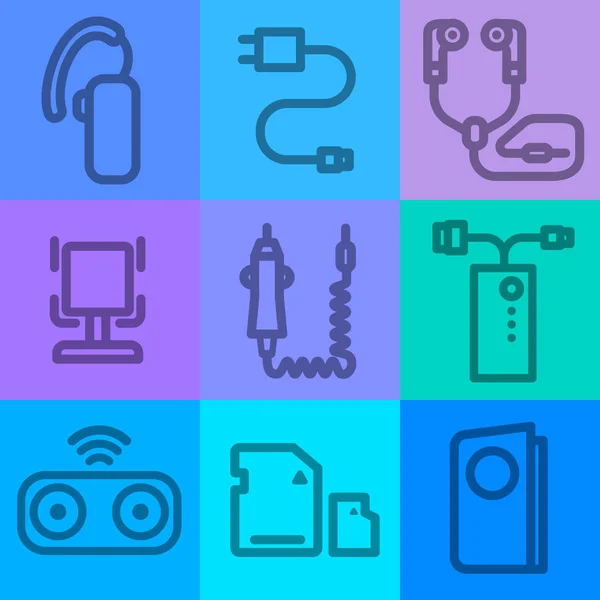 Ilustracja Ikony Akcesoria Dla Urządzeń Telefonów Komórkowych — Wektor stockowy