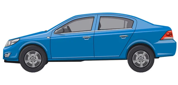 白い背景の青いセダン車の自動車のイラスト — ストックベクタ