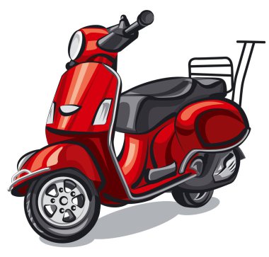 Kırmızı vintage retro scooter çizimi