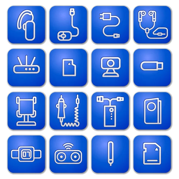 Illustratie Van Concept Accessoires Iconen Voor Mobiele Apparaten — Stockvector