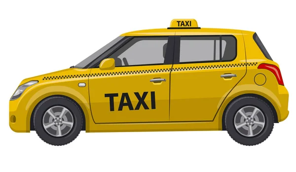 Ilustración Del Coche Amarillo Del Taxi Hatchback — Vector de stock