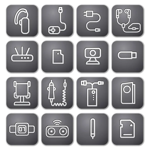 Ilustración Iconos Accesorios Conceptuales Para Dispositivos Móviles — Vector de stock