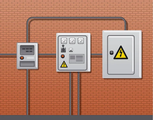 Ilustración Equipos Energía Eléctrica Edificio — Archivo Imágenes Vectoriales