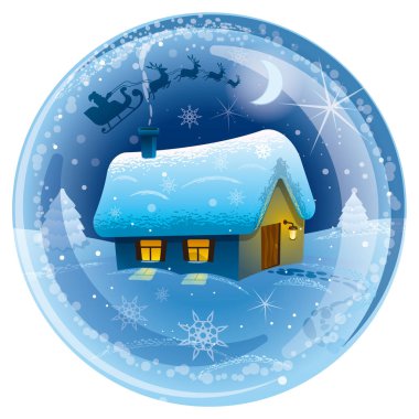 neşeli Noel kristal top tebrik kartı için çizimi