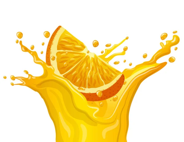 Illustration Von Orangensaft Spritzer Auf Weißem Hintergrund — Stockvektor